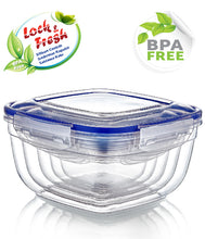 Load image into Gallery viewer, Food Storage Containers (Set of 5 - 500, 900, 1500, 2400 & 3750 ml.) - Square Sealed Food Containers