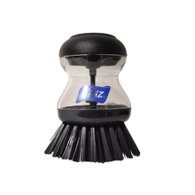 تحميل الصورة في عارض المعرض، Clear dish scrubber with black bristles and black handle on a white background