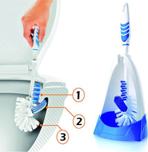 Load image into Gallery viewer, Toilet Brush and Holder - Toilet Handle With 3 Brushes & Holder