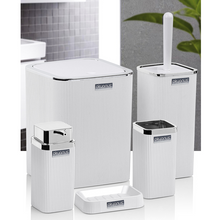 تحميل الصورة في عارض المعرض، طقم اكسسوارات حمام - طقم حمام ديكور 5 قطع (ستيلا) - إطار فضي