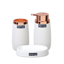 Load image into Gallery viewer, Bathroom Accessories Set - 3 Pcs Decor Bathroom Set (Striped) - Copper Frame