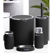 تحميل الصورة في عارض المعرض، طقم اكسسوارات حمام - طقم حمام ديكور 5 قطع (مخطط) - إطار فضي