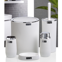 تحميل الصورة في عارض المعرض، طقم اكسسوارات حمام - طقم حمام ديكور 5 قطع (مخطط) - إطار فضي