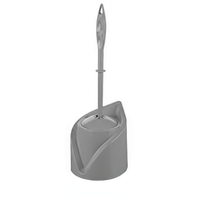Load image into Gallery viewer, Gray toilet brush and holder set on a white background