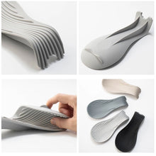 Load image into Gallery viewer, Collage of a gray plastic spoon holder with different views on a white background
