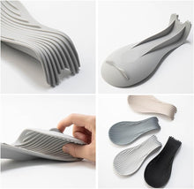 Load image into Gallery viewer, Collage of a flexible, wave-like kitchen tool in various colors on a white background.
