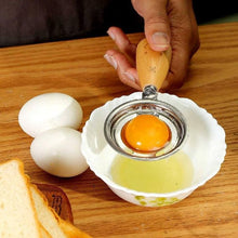 Load image into Gallery viewer, Egg separator with yolk and white on a wooden surface
