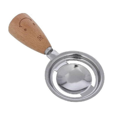 Metal ice cream scoop with wooden handle on a white background