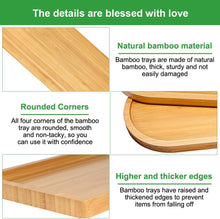 Load image into Gallery viewer, Bamboo tray with features highlighted on a green background
