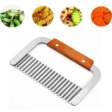 Load image into Gallery viewer, 1 Pc Crinkle Cutter - Wavy Slicer for Vegetables and Fruits with Wooden Handle
