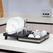 تحميل الصورة في عارض المعرض، Dish drying rack with dishes on a kitchen counter, featuring the brand 'El Khloud'.
