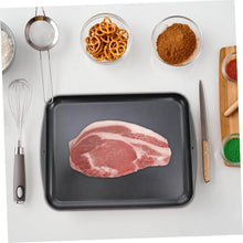 تحميل الصورة في عارض المعرض، 1 Pc | Multifunctional Thawing Plate Defrosting Plate for Meat Kitchenware Scratch Easy to Clean with pork chop and utensils.
