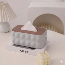 Load image into Gallery viewer, Tissue box with a wooden top on a Celine book in a minimalistic setting
