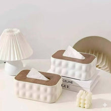 Load image into Gallery viewer, Two tissue boxes with wooden lids on a white surface with a minimal background
