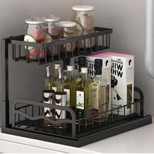 Load image into Gallery viewer, 2-Tier Multi-purpose Kitchen Organizer - Space Saving &amp; Shelf Organization - Black
