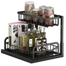 Load image into Gallery viewer, 2-Tiers Space Saving &amp; Shelf Organization | Multi-purpose Kitchen Organizer - Black
