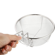 تحميل الصورة في عارض المعرض، Stainless steel skimmer held by a hand with text about its features on a white background
