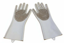 Load image into Gallery viewer, Pair of white gloves with textured palm on a white background
