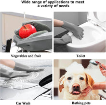 Load image into Gallery viewer, Four scenarios showing the versatility of a product used for washing vegetables, cleaning a toilet, washing a car, and bathing a dog.
