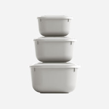 تحميل الصورة في عارض المعرض، Set of three gray storage containers with lids on a white background
