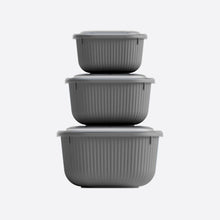 تحميل الصورة في عارض المعرض، Set of three gray storage containers stacked on a white background
