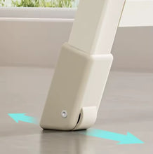 Load image into Gallery viewer, Close-up of a beige chair armrest with a screw and arrows indicating movement direction.
