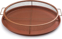 تحميل الصورة في عارض المعرض، Round copper-colored metal grill with mesh design on a white background
