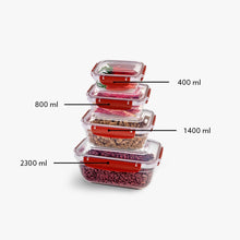 Load image into Gallery viewer, Food Storage Containers - Plastic Sealed Rectangular Set of 4 (400 - 800 - 1400 - 2300 ml)
