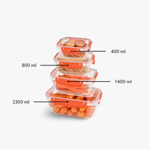 Load image into Gallery viewer, Food Storage Containers - Plastic Sealed Rectangular Set of 4 (400 - 800 - 1400 - 2300 ml)
