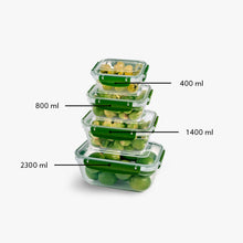 Load image into Gallery viewer, Food Storage Containers - Plastic Sealed Rectangular Set of 4 (400 - 800 - 1400 - 2300 ml)
