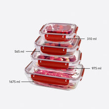 Load image into Gallery viewer, Food Storage Containers - Plastic Sealed Rectangular Set of 4 (310 - 565 - 975 - 1675 ml)
