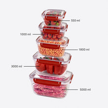Load image into Gallery viewer, Food Storage Containers - Plastic Sealed Rectangular Set of 5 (550 - 1000 - 1800 - 3000 - 5000 ml)
