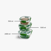 Load image into Gallery viewer, Food Storage Containers - Plastic Sealed Square Set of 3 (900 - 1500 - 2400 ml)
