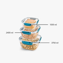Load image into Gallery viewer, Food Storage Containers - Plastic Sealed Square Set of 3 (1500 - 2400 - 3750 ml )

