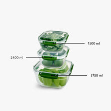 Load image into Gallery viewer, Food Storage Containers - Plastic Sealed Square Set of 3 (1500 - 2400 - 3750 ml )
