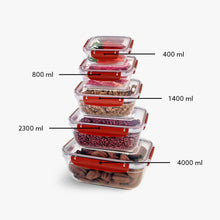Load image into Gallery viewer, Food Storage Containers - Plastic Sealed Rectangular Set of 5 (400 - 800 - 1400 - 2300 - 4000 ml)
