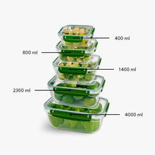 Load image into Gallery viewer, Food Storage Containers - Plastic Sealed Rectangular Set of 5 (400 - 800 - 1400 - 2300 - 4000 ml)
