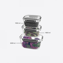 Load image into Gallery viewer, Food Storage Containers - Plastic Sealed Square Set of 3 (1000 - 1800 - 3000 ml)
