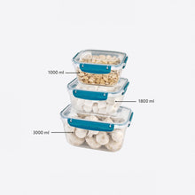 Load image into Gallery viewer, Food Storage Containers - Plastic Sealed Square Set of 3 (1000 - 1800 - 3000 ml)

