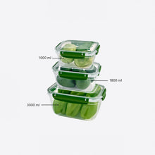 Load image into Gallery viewer, Food Storage Containers - Plastic Sealed Square Set of 3 (1000 - 1800 - 3000 ml)
