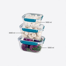 Load image into Gallery viewer, Food Storage Containers - Plastic Sealed Square Set of 3 (1800 - 3000 - 5000 ml)
