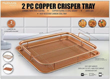 تحميل الصورة في عارض المعرض، 2-piece copper crisper tray set with packaging on a white background
