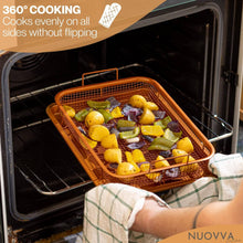 تحميل الصورة في عارض المعرض، Oven with a wire rack containing vegetables, labeled '360° Cooking' and 'NUOVVA'.
