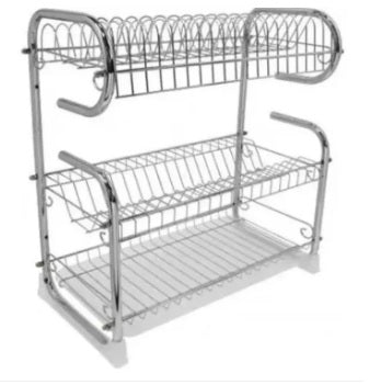 3 Layers Metal Drain Dish Rack Kitchen Storage Storage Rack Two Styles
