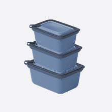 تحميل الصورة في عارض المعرض، Set of three blue storage containers with black lids on a white background
