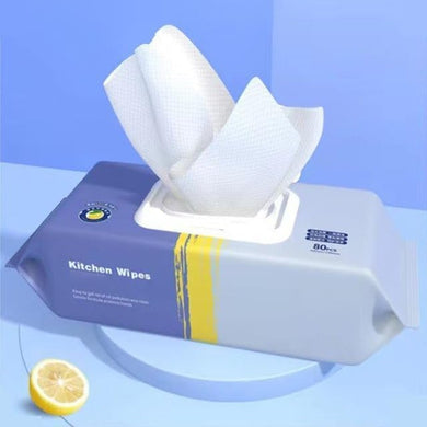 Pack of 80 versatile kitchen cleaning wipes designed for heavy oil and grease removal with effortless performance.