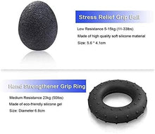 تحميل الصورة في عارض المعرض، Black silicone stress relief grip ball and hand strengthener grip ring, designed for improving grip strength and rehabilitation.
