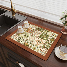 Load image into Gallery viewer, Decorative placemat with a geometric pattern on a kitchen counter.

