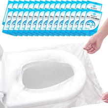 Load image into Gallery viewer, Multiple packages of toilet seat covers with a hand holding one package.
