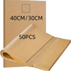 A pack of tan paper envelopes shown on a white background, with one envelope standing upright and another fanned out in front. Black text on the image reads '40CM/30CM' and '50PCS'.